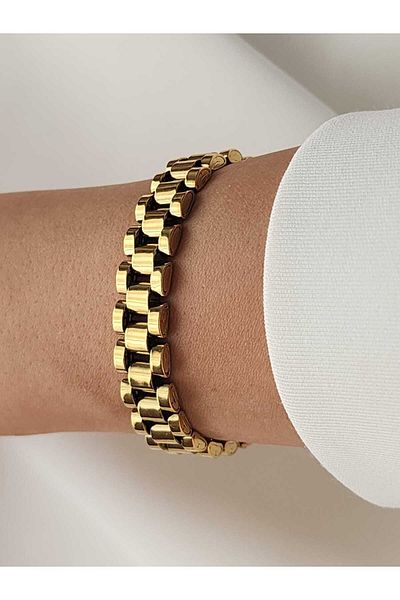 ZÜLİSCH Roleks Model - Steel Bracelet - Gold Yellow
