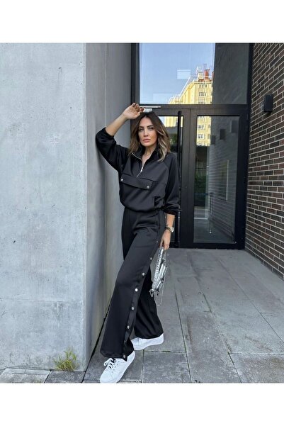 AFROGİYİM Scuba Fabric Oversize Zippered Set - Women