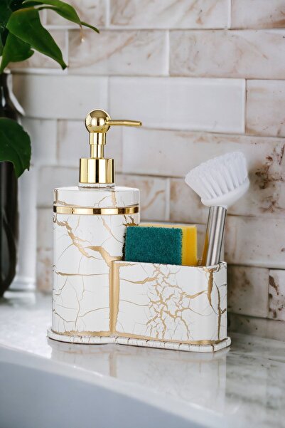 okacih Δοχείο υγρού σαπουνιού με μοτίβο Δοχείο απορρυπαντικού μπάνιου κουζίνας Δοχείο σαπουνιού με μπολ σφουγγαριού βούρτσας δεν περιλαμβάνεται