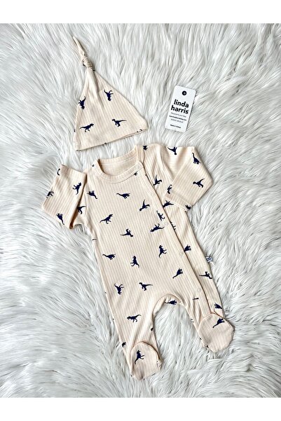 Linda Harris رومبير للأطفال بتصميم ديناصور باللون الكريمي والأزرق الداكن - مع...