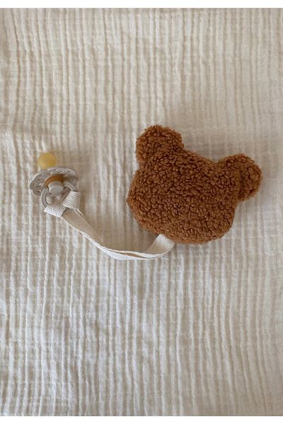 bohemoon Teddy Bear Pacifier Strap Camel
