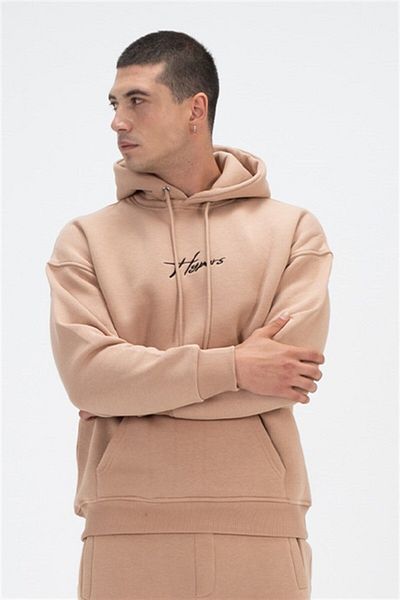HYPERS Φούτερ με κουκούλα Signature Beige Oversize