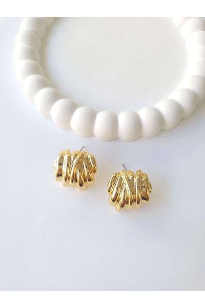 Vola Collection Steel Gold Caterpillar Earrings - Gift for Lover