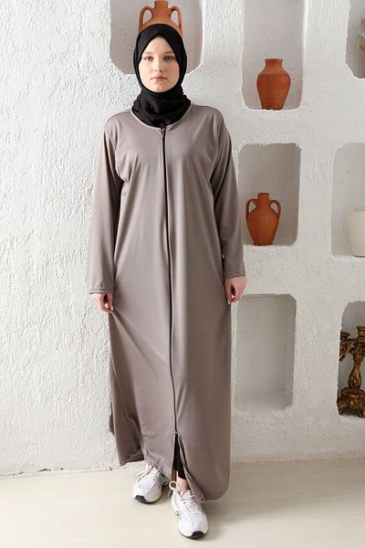 Kutay Collection Εποχιακό γυναικείο φόρεμα προσευχής με φερμουάρ - λεπτό ύφασμα