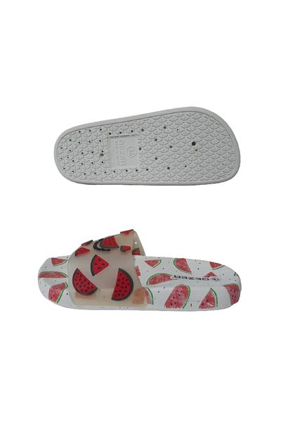 GEZER Papuci de zi cu zi pentru femei, cu talpă anti-alunecare, alb, pepene verde - gzerr087-031