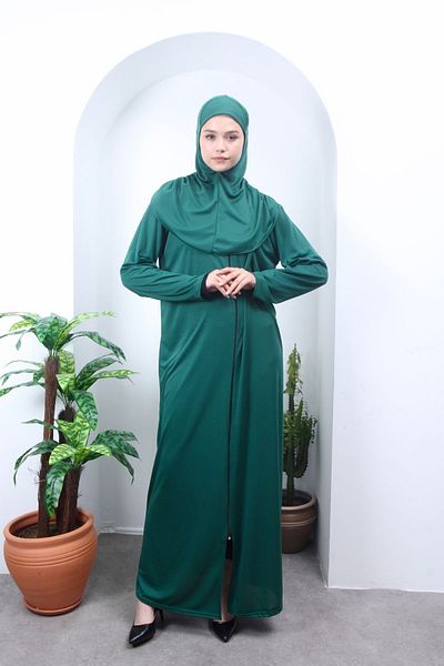 Kutay Collection Γυναικείο φόρεμα προσευχής - Εποχιακό, Ολόσωμο, Με Μαντίλι, Μονόχρωμο - Ρούχα προσευχής και Flowy Ferace