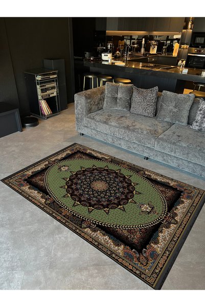 Rugs Modern Halı Covor decorativ modern din seria etnică verde deschis cu det...