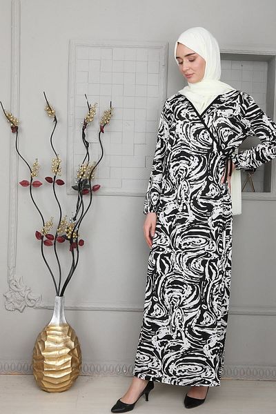 Kutay Collection Hijab sezonier cu model șal negru - rochie de rugăciune și îmbrăcăminte