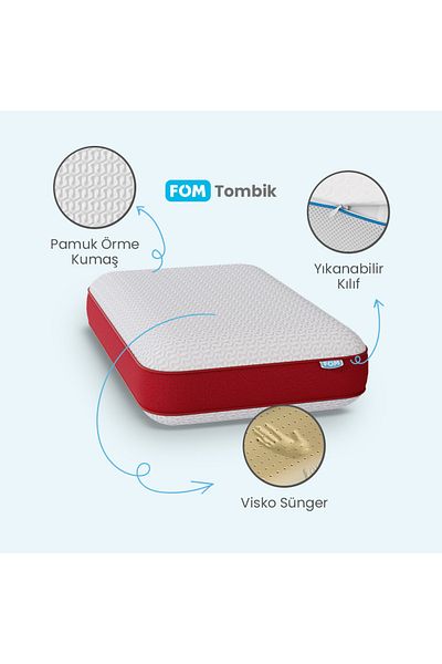FOM 2-Piece Chubby Visco Pillow with Orthopedic Massage Effect - Red, 60x40x13