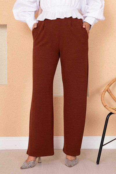 EBRUTESETTÜR Pleated Palazzo Trousers with Pocket Detail
