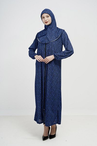 Kutay Collection Ολόσωμο εποχιακό γυναικείο φόρεμα προσευχής - Flowy Ferace με μαντίλα