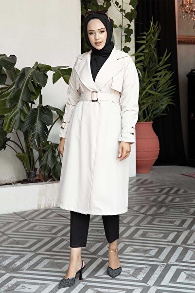 EBRUTESETTÜR Trench Coat with Mobile Belt Adjustable Sleeves
