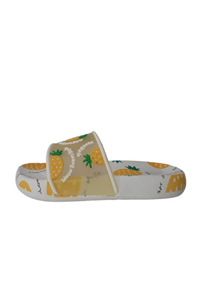 GEZER Girl's Stylish Pineapple Patterned Slippers - White Non-Slip Sole, Gzerr98-031