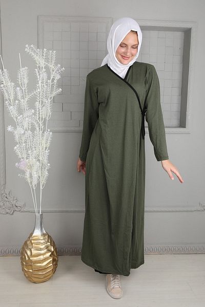 Kutay Collection Solid Color Seasonal Prayer Dress and Dressing Gown - Lace-Up