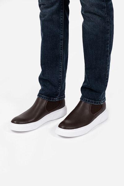LUSIVE Genuine Leather Brown Ultra Comfortable and Lightweight Chelsea Men's Boots Luass22Al0022