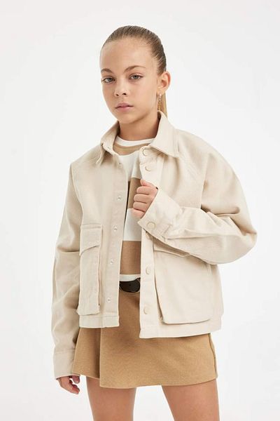 DeFacto Girl's Gabardine Double Pocket Long Sleeve Shirt C0460A824Au