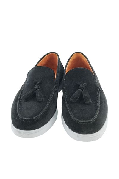 MİLONEK 20241347121   Men's Black Suede Tasseled Casual Loafer