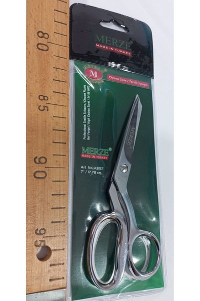 MERZE Chrome Tailor Leather Regula Scissors - No7 Fabric Tailor, 18cm