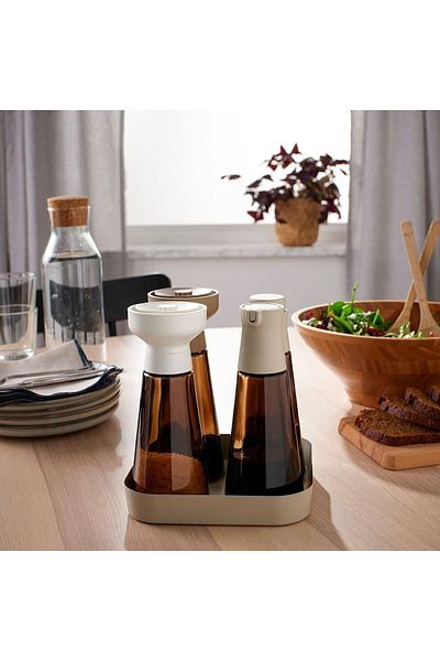 IKEA HALVTOM spice tray, grey-beige, 17x17 cm