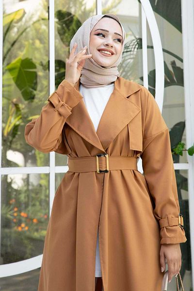 EBRUTESETTÜR Trench Coat with Mobile Belt Adjustable Sleeves