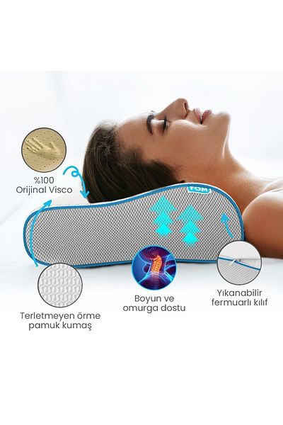FOM 2-Piece Orthopedic Comfortable Sleeping Pillow Campaign - Visco Flex, 60x40x14/11, White