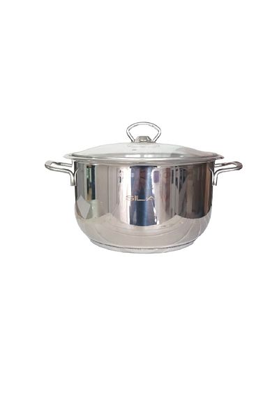 SILA 8 Liter Silver Pot - 26X15 cm Deep Pot with Glass Lid