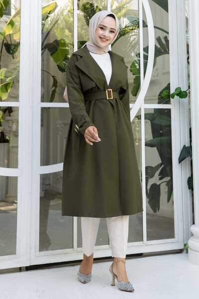 EBRUTESETTÜR Trench Coat with Mobile Belt Adjustable Sleeves