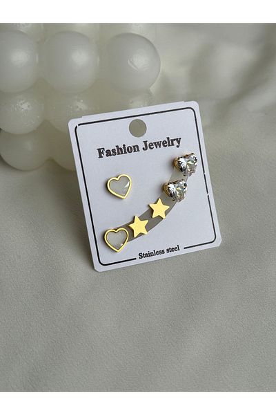 HERCY Gold Imported Steel Earring Set