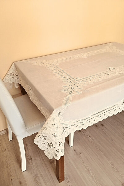 ELEGANCEV Čipka MOTIVIRANA KANAP MA Stolnjak 40 X 180 CM - KREMA BOJA-PRSTEN