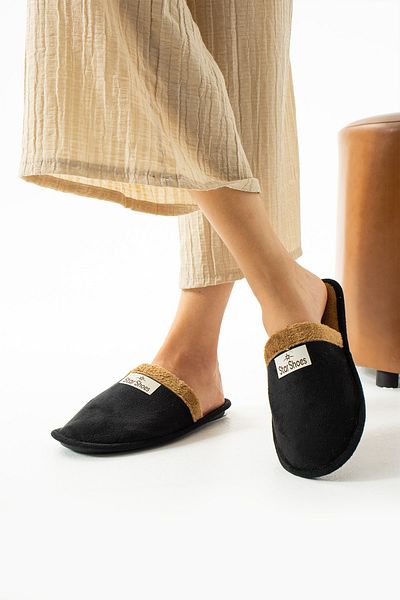 star shoes Μαύρες Χειμερινές Παντόφλες Σπίτι Χειμερινές Παντόφλες Παντόφλες Επισκεπτών