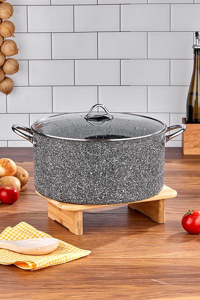 Taç 34 cm Ultra Granite Deep Pot with Metal Handle
