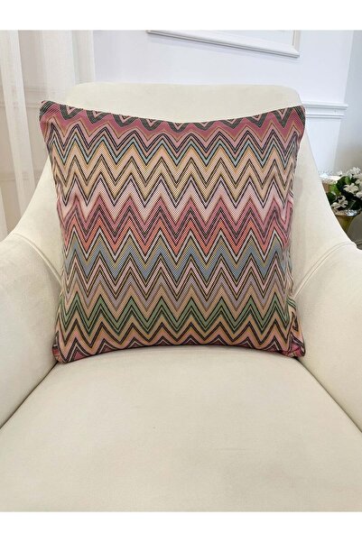 Brillant Zigzag Desen Renkli Kırlent Kılıfı 45x45