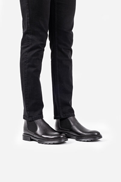 LUSIVE Hakiki Deri Siyah Su & Soğuğa Dayanıklı Kürklü Erkek Kışlık Bot LUASS25AL0030