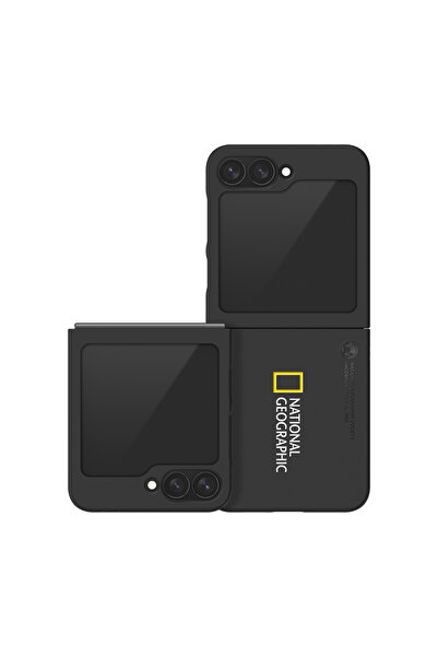 NATIONAL GEOGRAPHIC جراب Slim Fit V3 لهاتف Galaxy Z Flip 6 بشعار أساسي - أسود