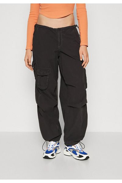 september island Oversize Charcoal Gray Cargo Pants - Pocketed