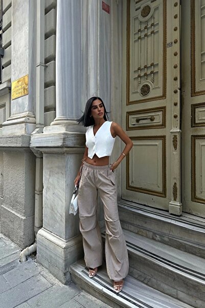 Eka Μπεζ Γυναικείο Παντελόνι Αλεξίπτωτο 1026-1044