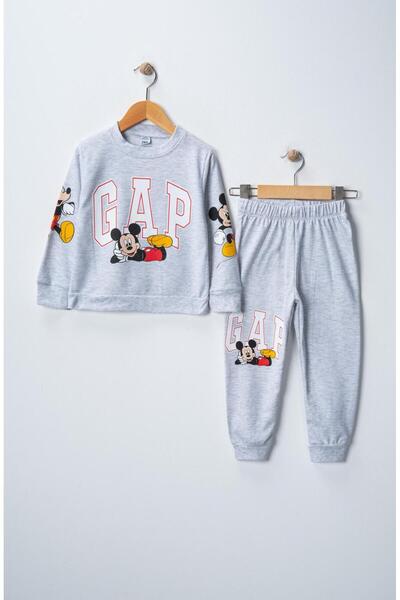 Teymbaby Set de hanorace și pantaloni de trening cu mânecă lungă pentru fete din bumbac imprimat Mickey Gap