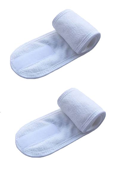 S&R 2 τμχ Λευκή Πετσέτα Spa Hair Band Μακιγιάζ Headband Athlete Headband 7x70 cm