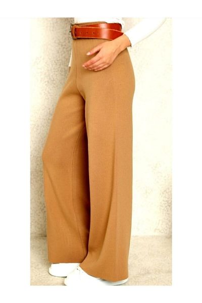 IŞILDA FASHION Γυναικείο πλεκτό παντελόνι με φαρδύ πόδι