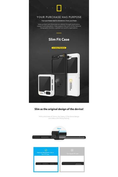 NATIONAL GEOGRAPHIC Slim Fit Case V3 Galaxy Z Flip 5 Small Logo - White