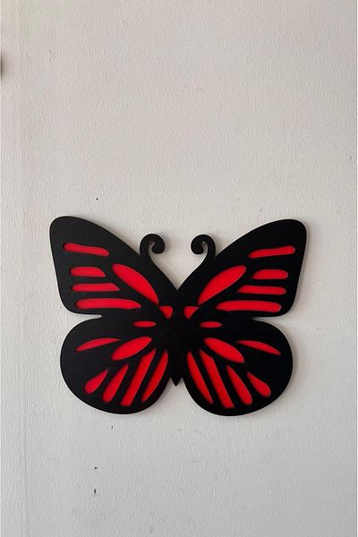 Numa Concept High Quality Red Black Butterfly Wall Decoration - Laser Cut 31x25 Cm