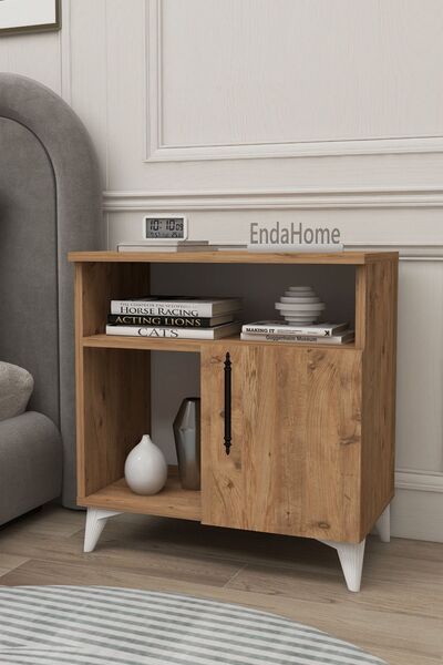 Zuesse Dizayn Melina Tek Kapaklı 2 Raflı Bölmeli Komodin & Şifonyer Yatak Oda...