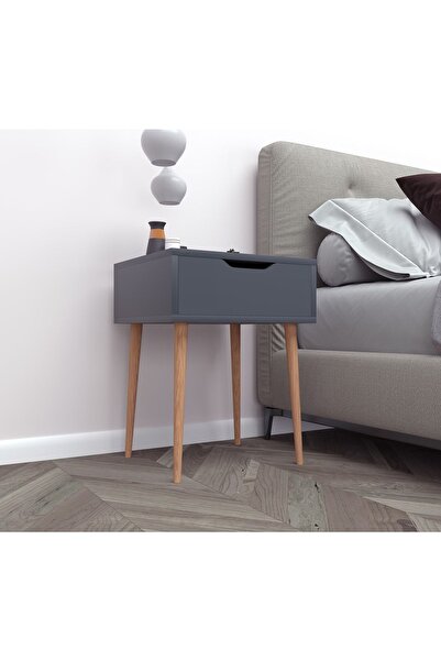 Ankara Mobilya Atlas Tek Çekmeceli Antrasit Komodin