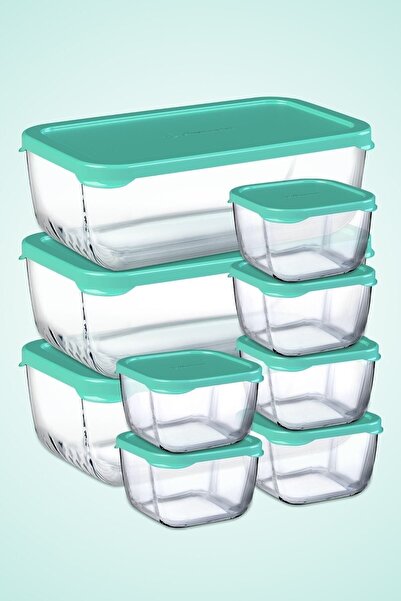Paşabahçe 9 Parça Snowbox Yeşil Kapaklı Saklama Kabı Takımı / 3 Büyük 6 Küçük / Özel Set