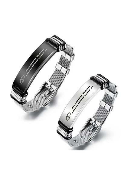 vogutima Unisex Morse Alphabet Code Forever - Lover Bracelet in Light Box