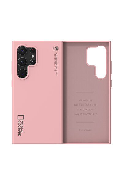 NATIONAL GEOGRAPHIC جراب سيليكون V2 لهاتف Samsung Galaxy S24 Ultra - وردي