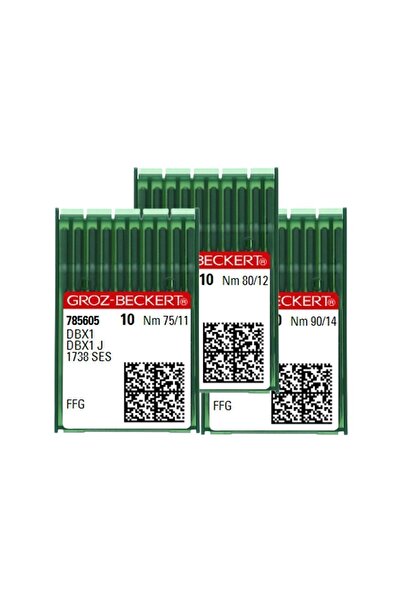 FDM Groz Beckert DBx1 Düz Makine İğnesi 11-12-14 Numara 3'lü Set