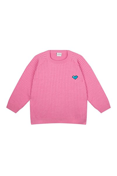 Antebies Pink Herringbone Embroidered Heart Sweater and Pants Set - Se