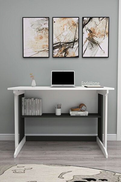 Zuesse Dizayn Vennüs 100x55 Cm Kütüphaneli Geniş Çalışma Masası Laptop Bilgisayar Masası Ofis Ders Masası