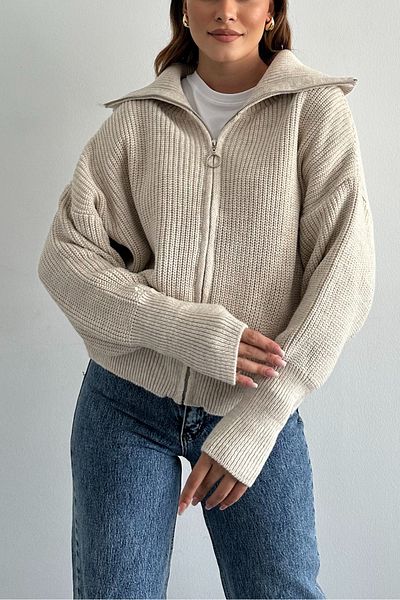 macharel jeans Трикотажна жилетка с каменна яка и цип